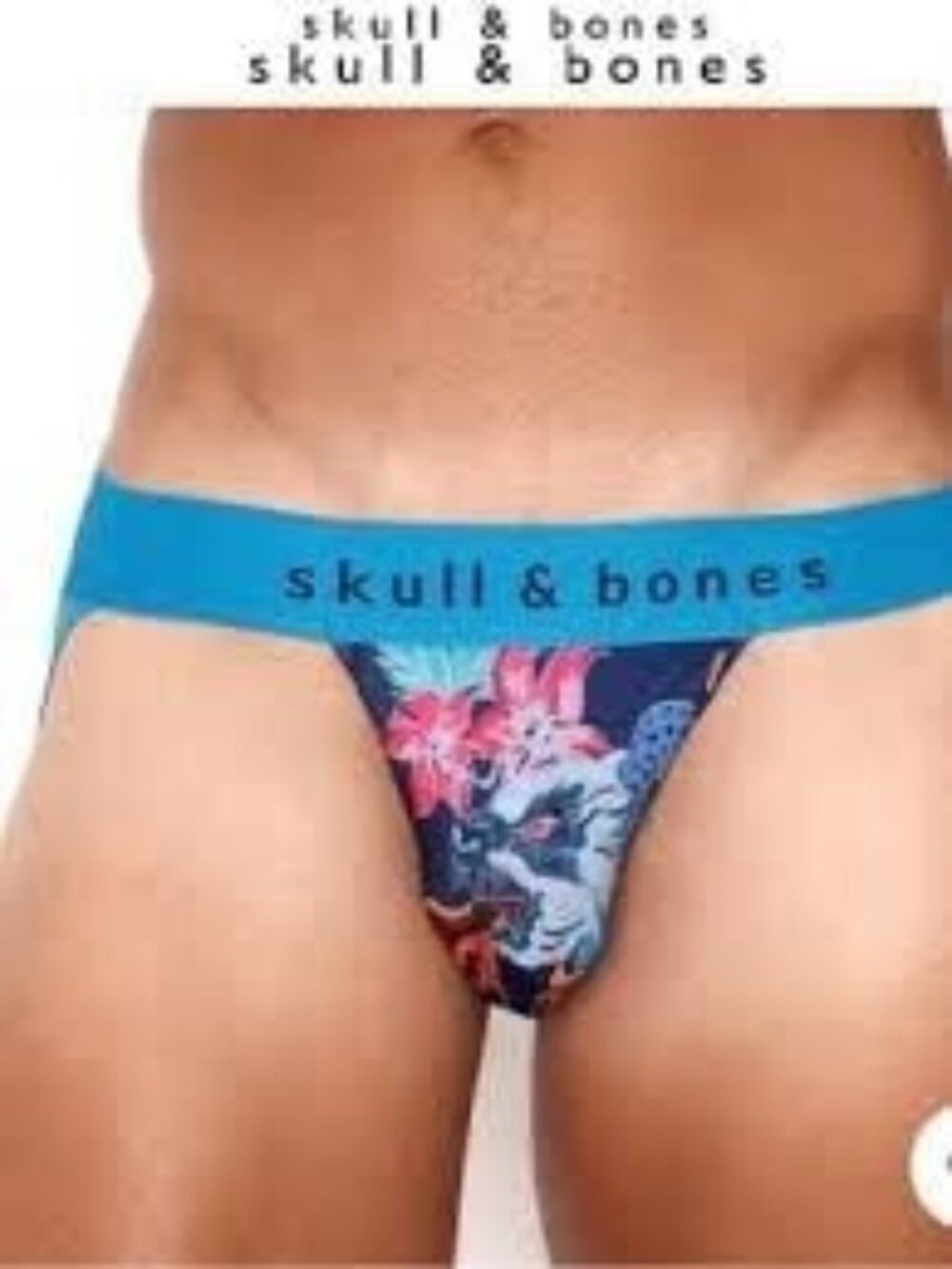 Skull & Bones Hand Painted Floral Brief Undergarment Men’s Size Medium